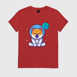 Футболка хлопковая женская Space doggy, цвет: красный