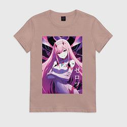 Футболка хлопковая женская Zero two Darling in the Franxx - ai art, цвет: пыльно-розовый