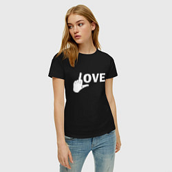Футболка хлопковая женская Love - fuck, цвет: черный — фото 2