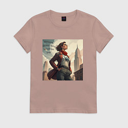 Футболка хлопковая женская Сильная женщина, цвет: пыльно-розовый
