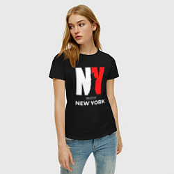 Футболка хлопковая женская The city of New York, цвет: черный — фото 2