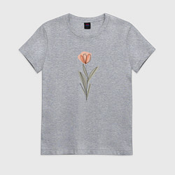 Футболка хлопковая женская Тюльпан линиями, цвет: меланж