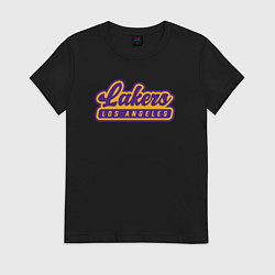 Футболка хлопковая женская Basketball LA Lakers, цвет: черный