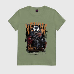 Футболка хлопковая женская Веном черный симбиот, цвет: авокадо