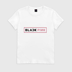 Футболка хлопковая женская Blackpink - emblem of group of South Korea, цвет: белый