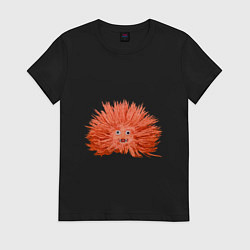 Футболка хлопковая женская Сartoon monster fluffy orange, цвет: черный