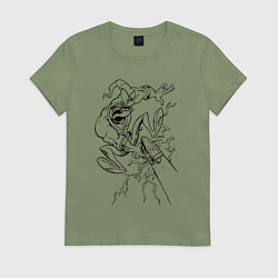 Футболка хлопковая женская Земляной червяк Джим стреляет, цвет: авокадо
