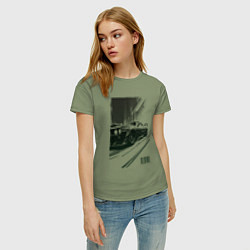 Футболка хлопковая женская Гоночный спорткар, цвет: авокадо — фото 2