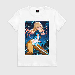 Футболка хлопковая женская Марин Китагава косплей Dragon Ball, цвет: белый