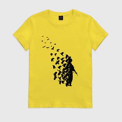 Футболка хлопковая женская Птицы мира, цвет: желтый