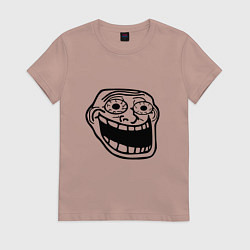 Футболка хлопковая женская Омега тролл фейс мем, цвет: пыльно-розовый