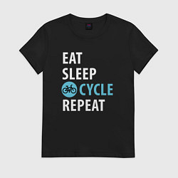 Футболка хлопковая женская Еда сон велик, цвет: черный