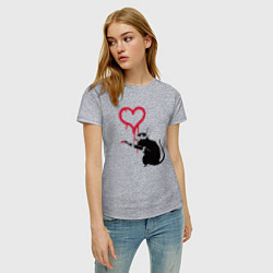 Футболка хлопковая женская Rat heart, цвет: меланж — фото 2