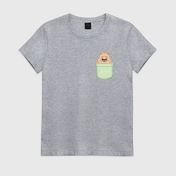 Футболка хлопковая женская Han quokka in pocket, цвет: меланж