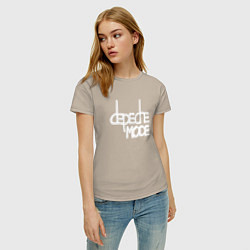 Футболка хлопковая женская Depeche Mode - exciter logo, цвет: миндальный — фото 2