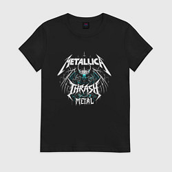 Футболка хлопковая женская Metallica - thrash metal rock, цвет: черный