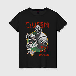 Футболка хлопковая женская Queen News of the World, цвет: черный