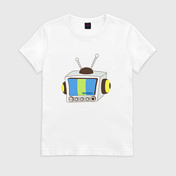 Футболка хлопковая женская Television, цвет: белый