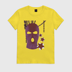 Футболка хлопковая женская Розовая гранж Y2K балаклава, цвет: желтый
