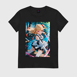 Футболка хлопковая женская Марин Китагава косплей Асуны Юки, цвет: черный