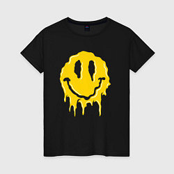 Футболка хлопковая женская Dripping smile, цвет: черный