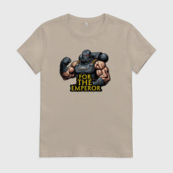 Футболка хлопковая женская За императора Warhammer 40k, цвет: миндальный