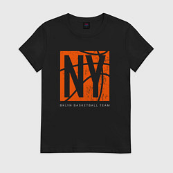 Футболка хлопковая женская Brooklyn basketball team, цвет: черный