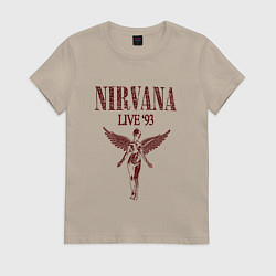 Футболка хлопковая женская Нирвана лайв 93, цвет: миндальный