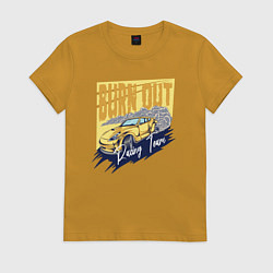 Футболка хлопковая женская Burn out, цвет: горчичный