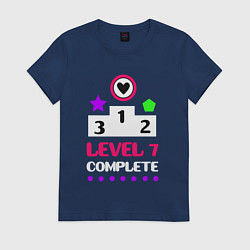 Футболка хлопковая женская 7 уровень пройден, цвет: тёмно-синий