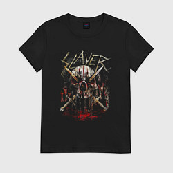 Футболка хлопковая женская Slayer Skull Demon, цвет: черный
