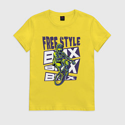 Футболка хлопковая женская BMX free style, цвет: желтый
