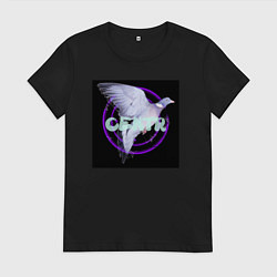 Футболка хлопковая женская Центровой голубь мира, цвет: черный