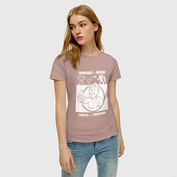 Футболка хлопковая женская Поверхность никогда - убежище навсегда, цвет: пыльно-розовый — фото 2