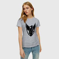 Футболка хлопковая женская Огненный страж с крыльями, цвет: меланж — фото 2