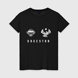 Футболка хлопковая женская Дагестан символика, цвет: черный