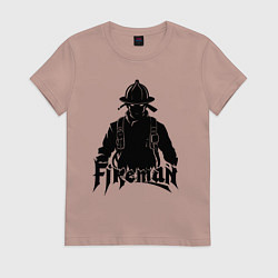Футболка хлопковая женская Аниме пожарный, цвет: пыльно-розовый
