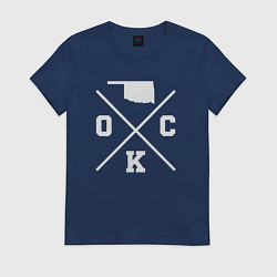 Футболка хлопковая женская OKC map, цвет: тёмно-синий