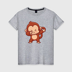 Футболка хлопковая женская Dabbing monkey, цвет: меланж