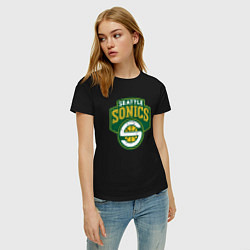 Футболка хлопковая женская Seattle sonics, цвет: черный — фото 2