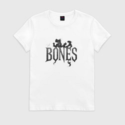 Футболка хлопковая женская Bones лого из дыма, цвет: белый