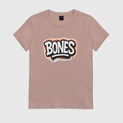 Футболка хлопковая женская Bones уличный логотип, цвет: пыльно-розовый
