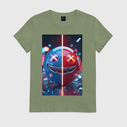 Футболка хлопковая женская Смайлик твоего переменного настроения, цвет: авокадо