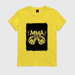 Футболка хлопковая женская Сила кулаков ММА, цвет: желтый