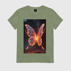Футболка хлопковая женская Огненная бабочка, цвет: авокадо