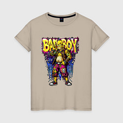 Футболка хлопковая женская Гомер бед бой, цвет: миндальный