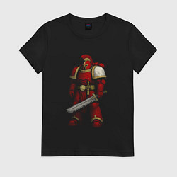 Футболка хлопковая женская Спартанец космодесантник, цвет: черный