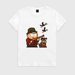Футболка хлопковая женская Эрик Картман в игре Duck Hunt, цвет: белый