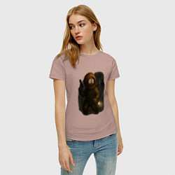 Футболка хлопковая женская Кенни в стиле ужасов, цвет: пыльно-розовый — фото 2