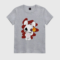 Футболка хлопковая женская Милый, но опасный заяц, цвет: меланж